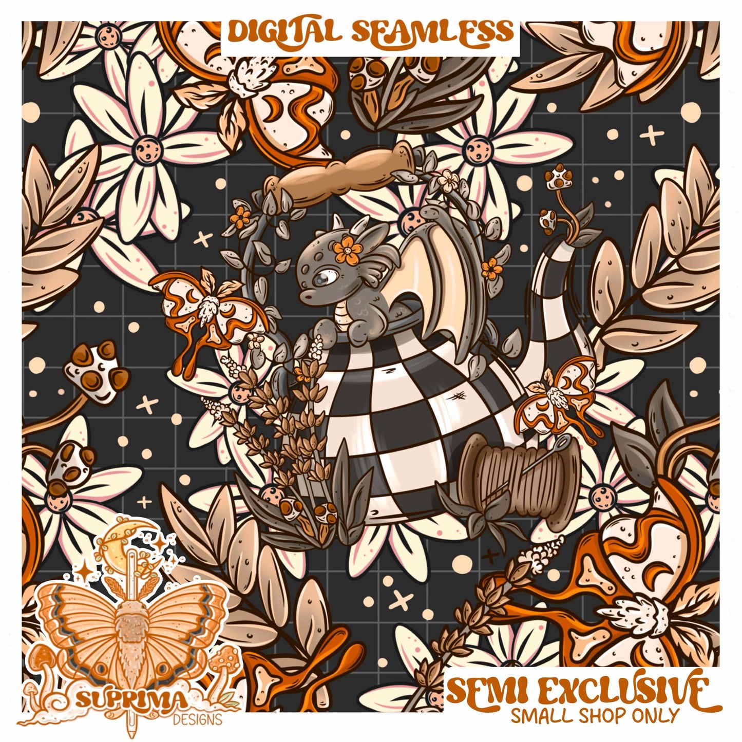 Cottage Dragon | Seamless 2 Colorways | SMALL SHOP Only Semi Exclusive
