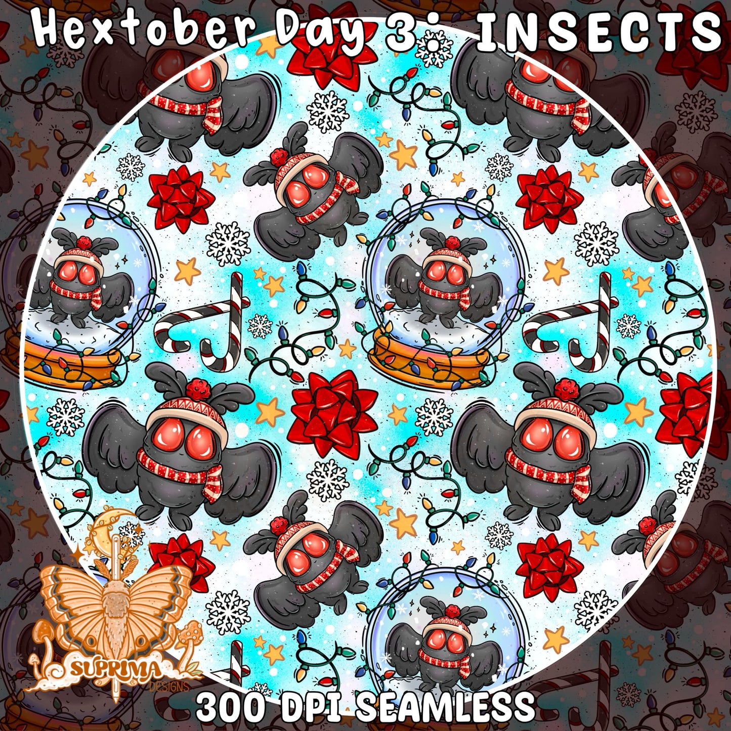 Mothman Christmas | Seamless 3 Colorway Options