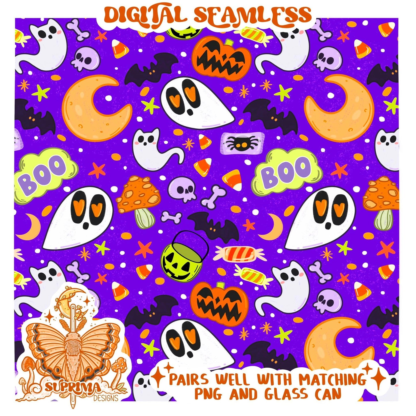 Cutesy Boo Poppy | Seamless | 4 Colorways