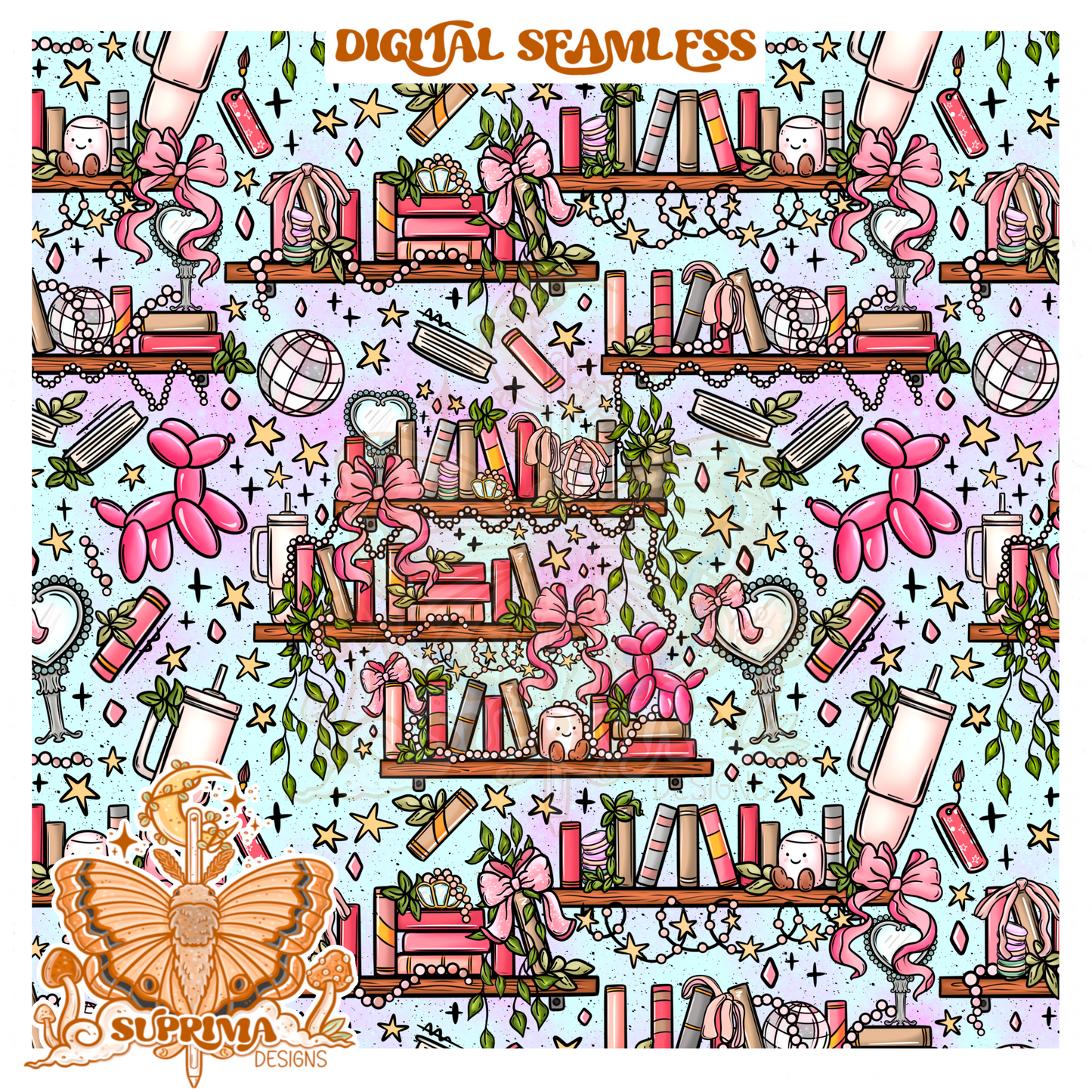 Bookie Coquette | PNG | Glass Can Wrap | Seamless 3 Colorway