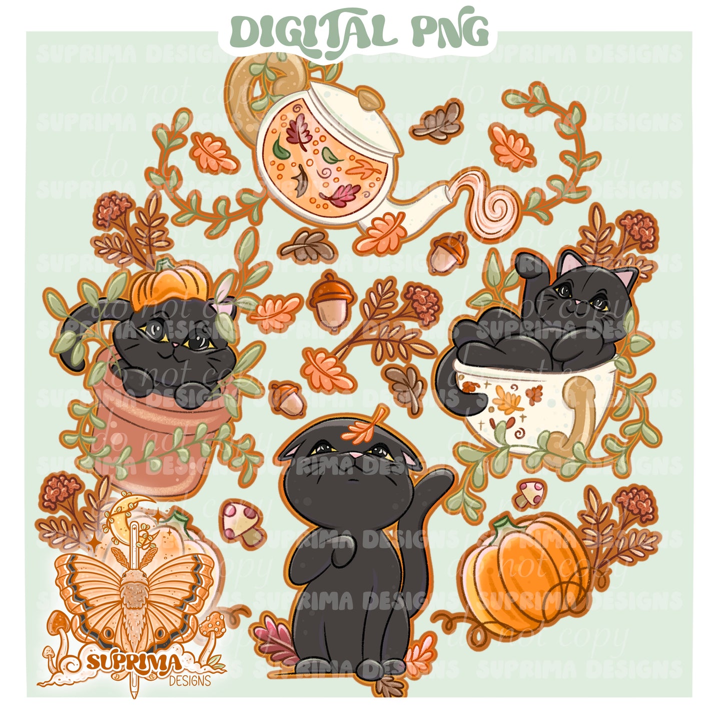 Fall Cottage Kitties 2 | Includes Matching PNG