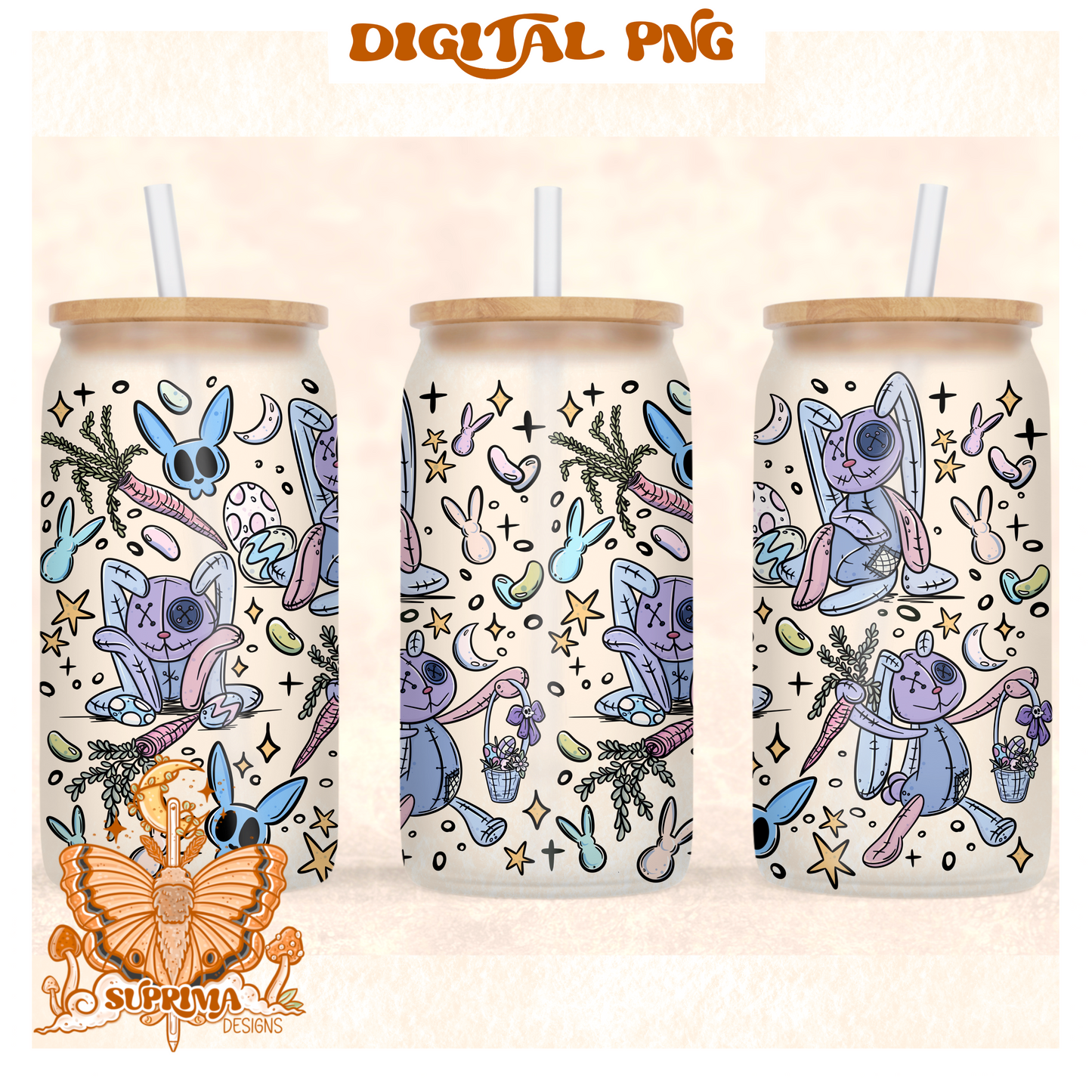 Ragdoll Bunnies | PNG | Glass Can Wrap | Seamless 2 Colorway | SMALL SHOP Semi Exclusive