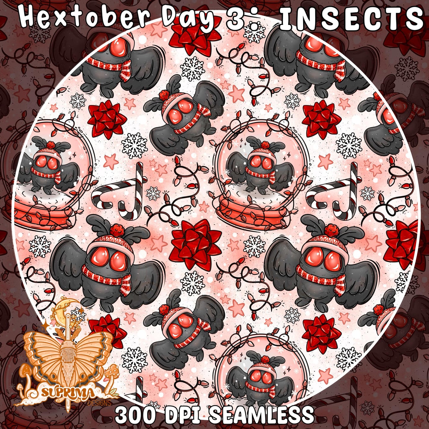 Mothman Christmas | Seamless 3 Colorway Options