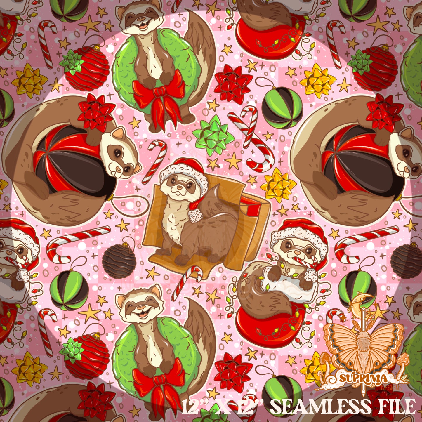 Merry Feral Ferrets | Seamless 3 Colorway Options