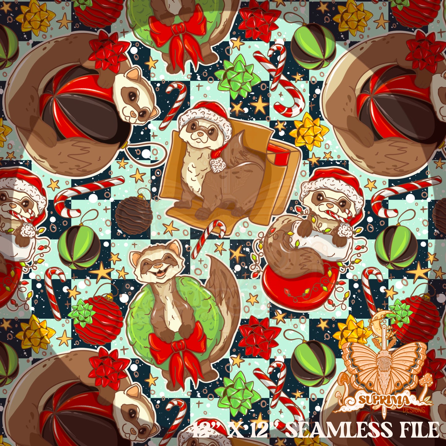 Merry Feral Ferrets | Seamless 3 Colorway Options