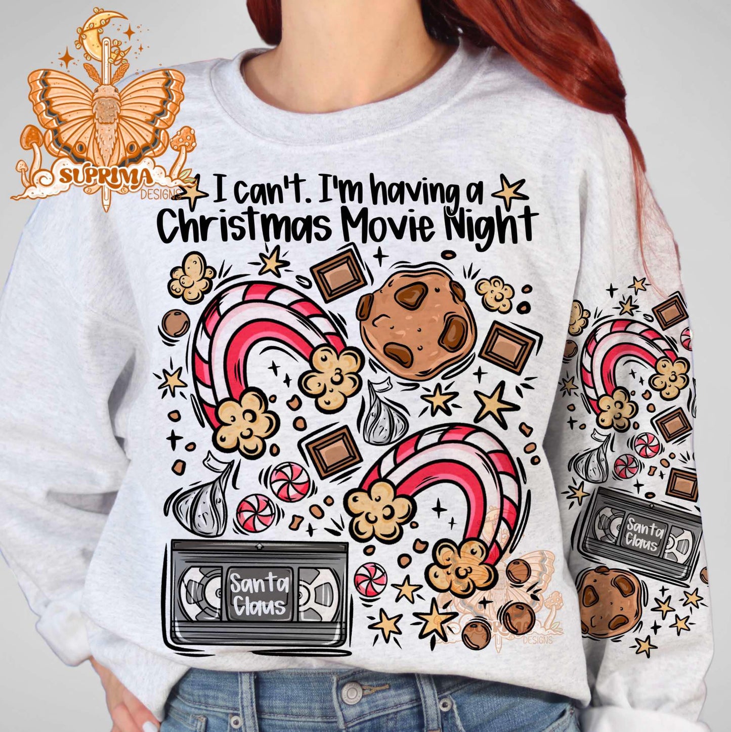 Christmas Movie Night | PNG | Glass Can Wrap | Seamless 3 Colorway Options