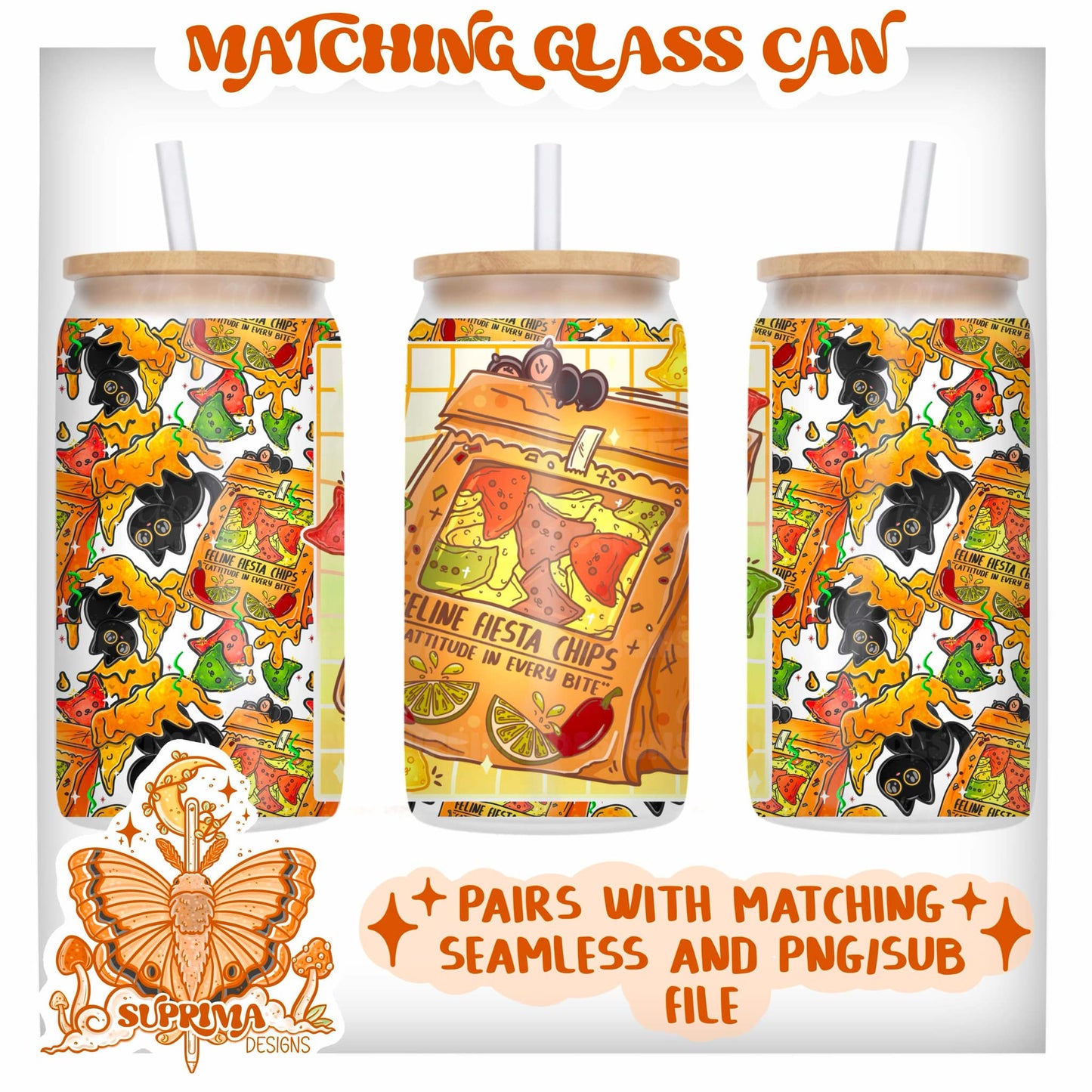 Feline Fiesta Chips | Glass Can