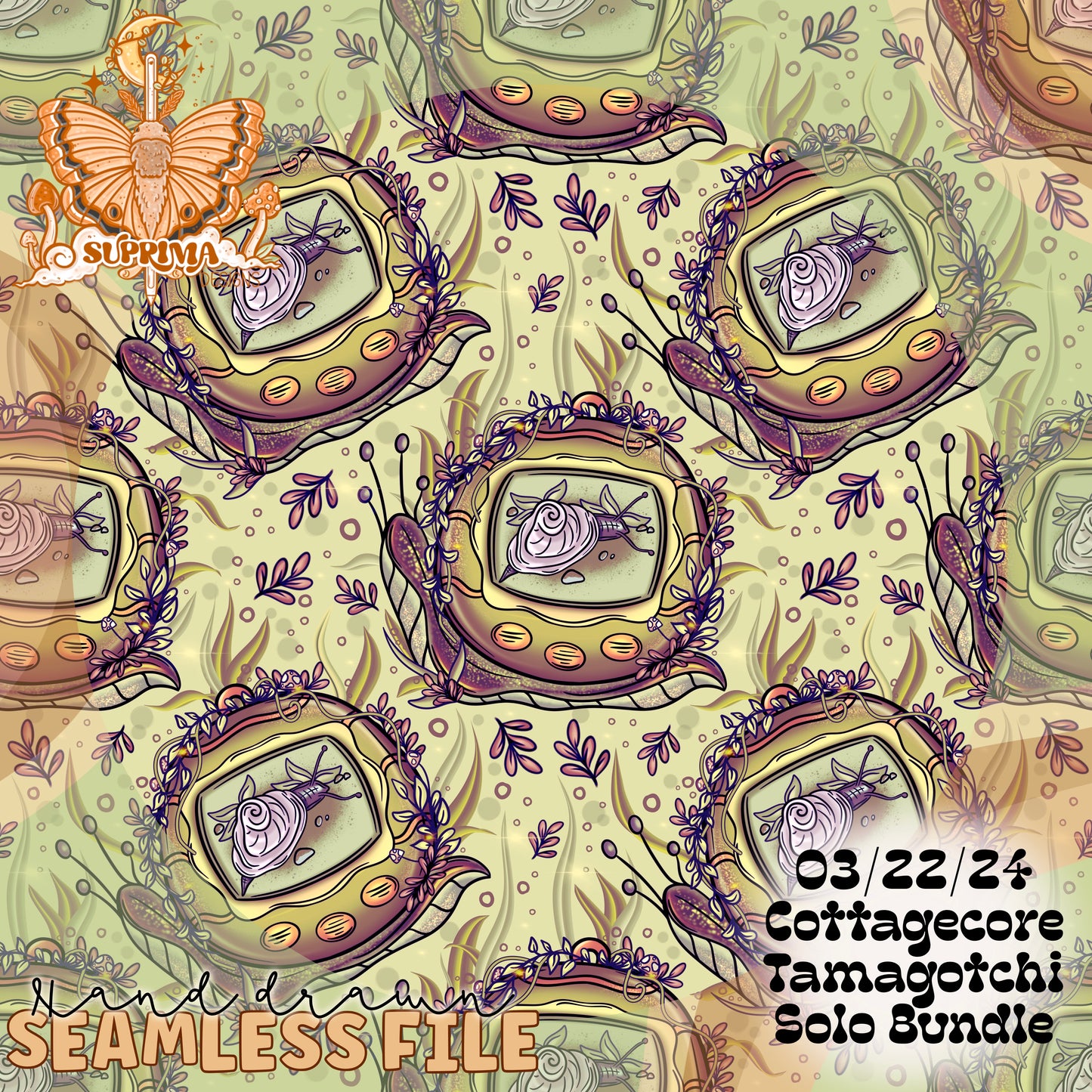 Tamagotchi Snail  | Vintage | Seamless | 2 Scales