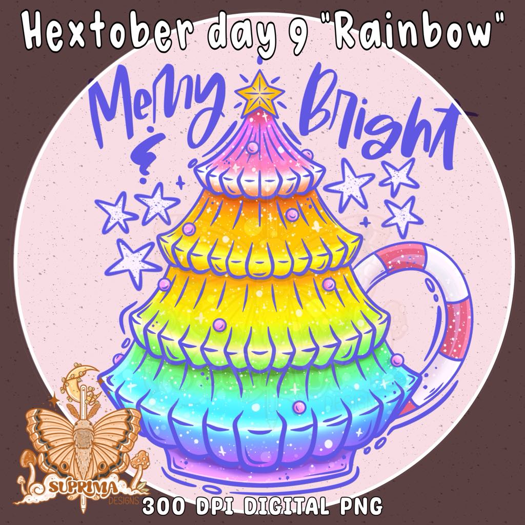 Rainbow Christmas Muggy | PNG | Hand Drawn