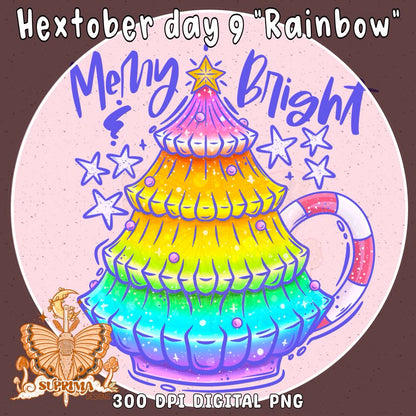 Rainbow Christmas Muggy | PNG | Hand Drawn