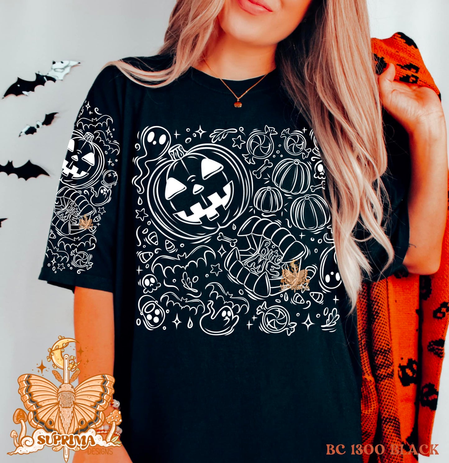 Simply Spooky | Hand Drawn | Sleeve Combo | Single Color | Black and White