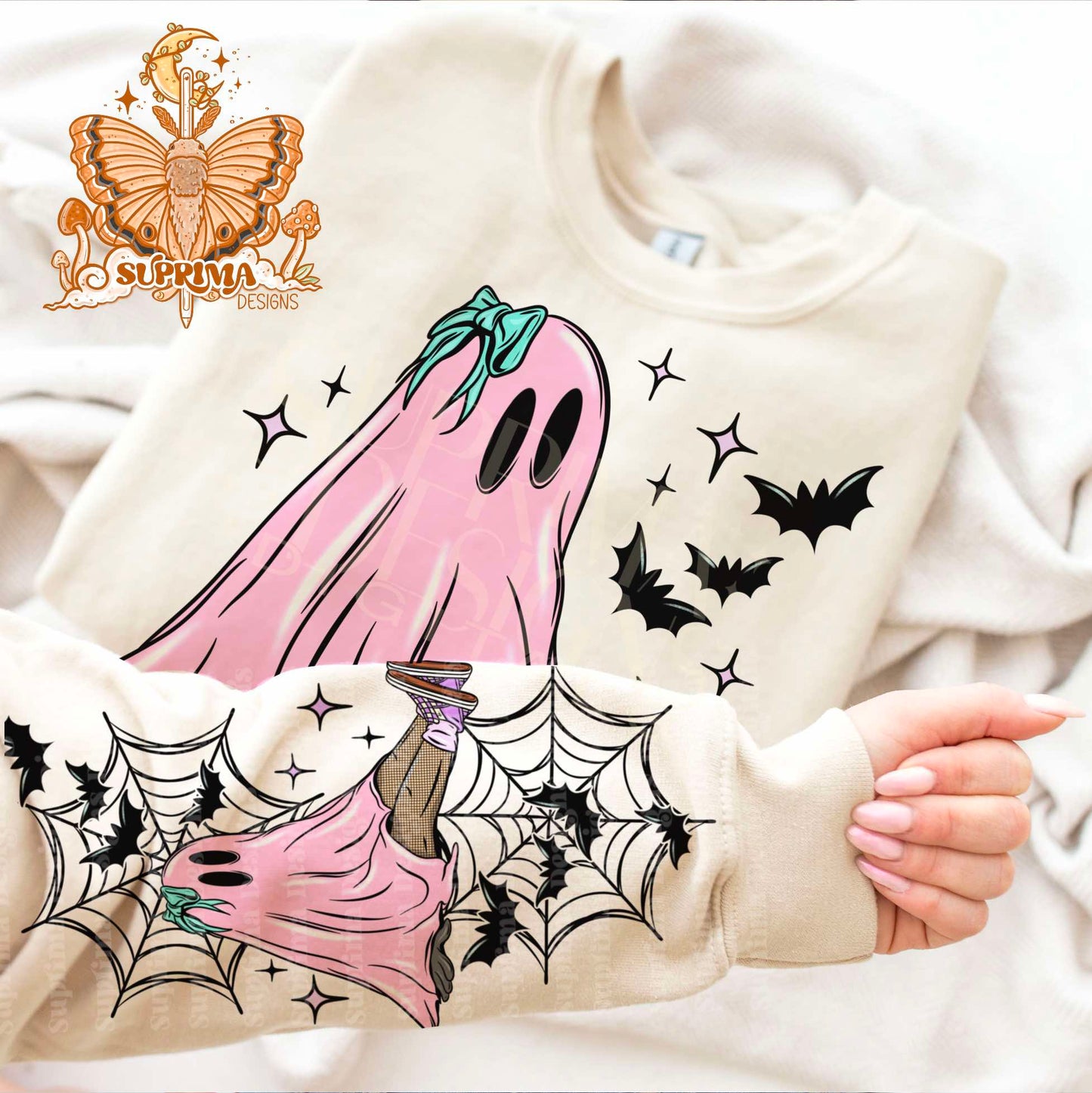 Pastel Ghostie | Pink | Hand Drawn | Sleeve Combo