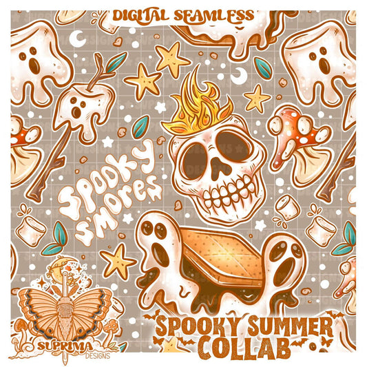 Spooky S'mores | Gray Seamless
