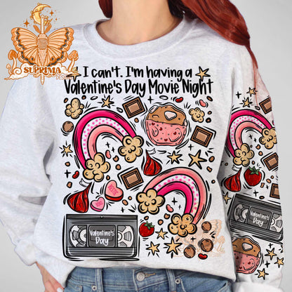 Valentine's Movie Night | PNG | Glass Can Wrap | Seamless 3 Colorway Options | Hand Drawn