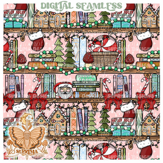 Christmas Bookshelves | 2 Colorway Seamless | SSE Seamless | PNG | Bundle