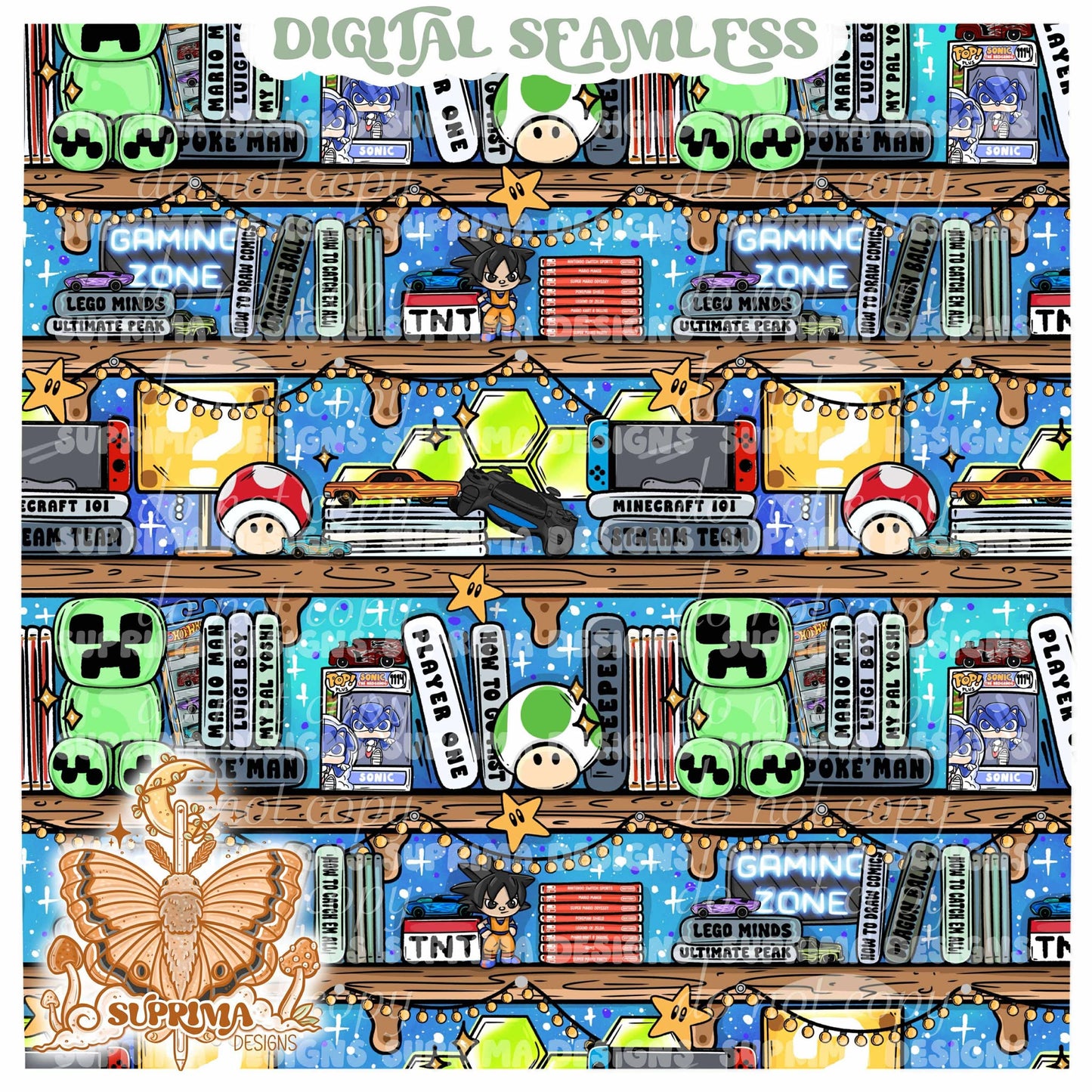 Gaming Zone Bookshelves | 2 Colorway Seamless | SSE Seamless | PNG | Bundle