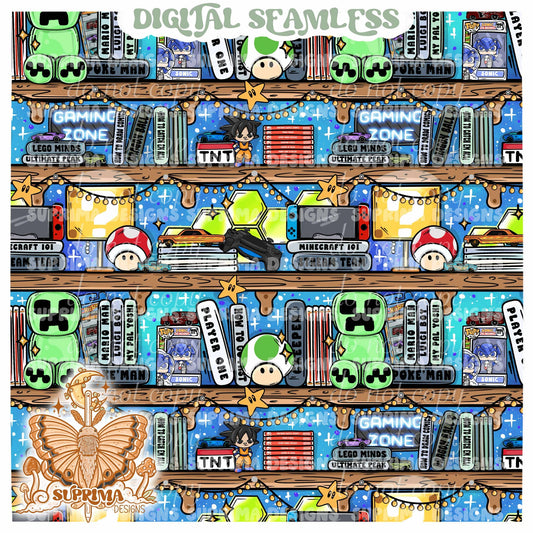 Gaming Zone Bookshelves | 2 Colorway Seamless | SSE Seamless | PNG | Bundle