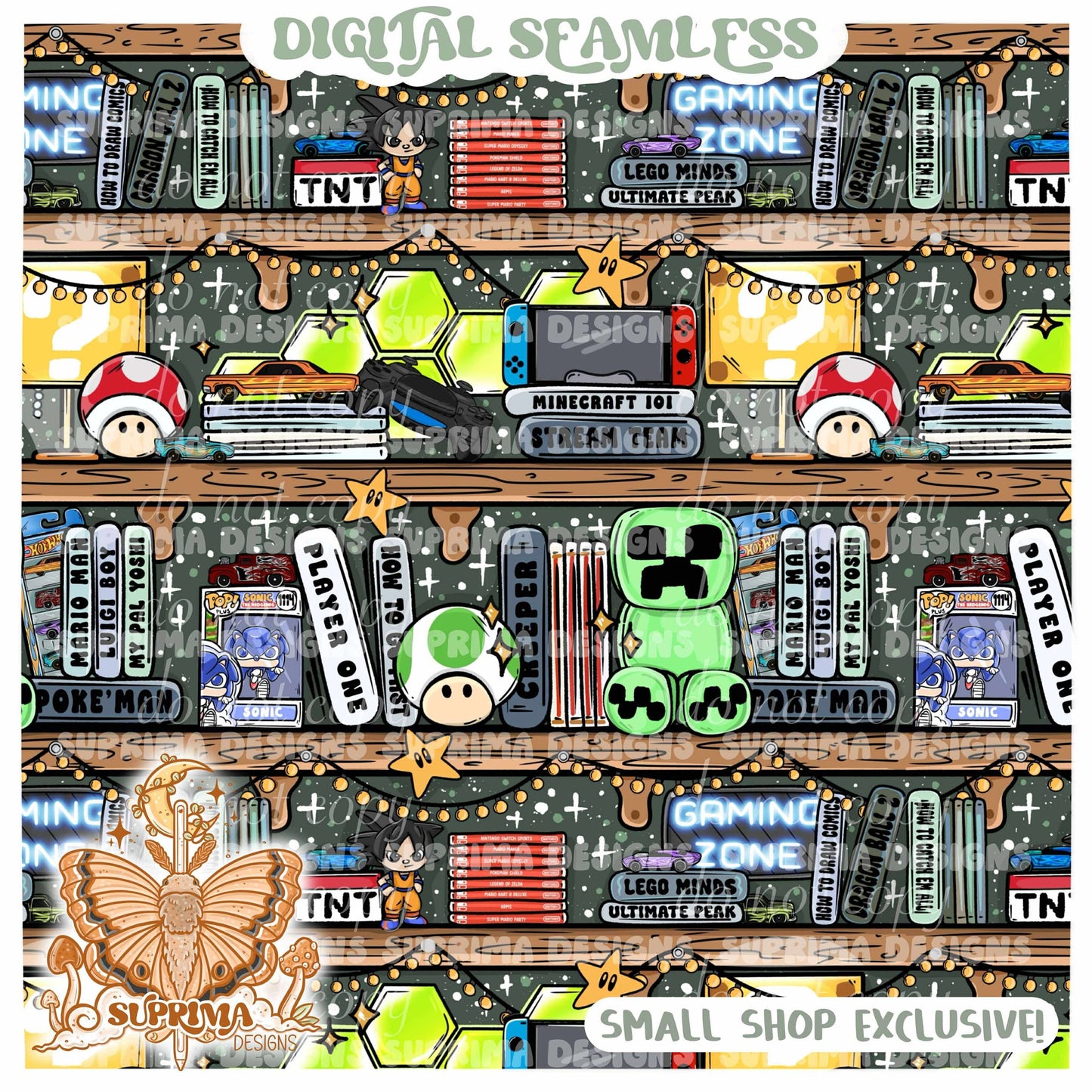 Gaming Zone Bookshelves | 2 Colorway Seamless | SSE Seamless | PNG | Bundle