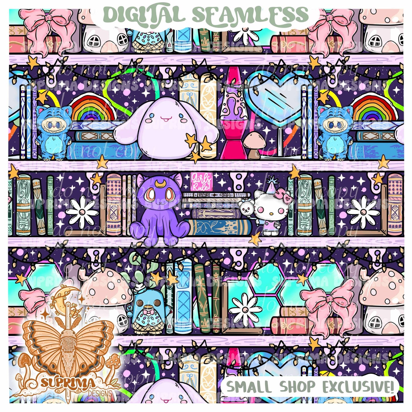 Girly Bookshelves | 2 Colorway Seamless | SSE Seamless | PNG | Bundle