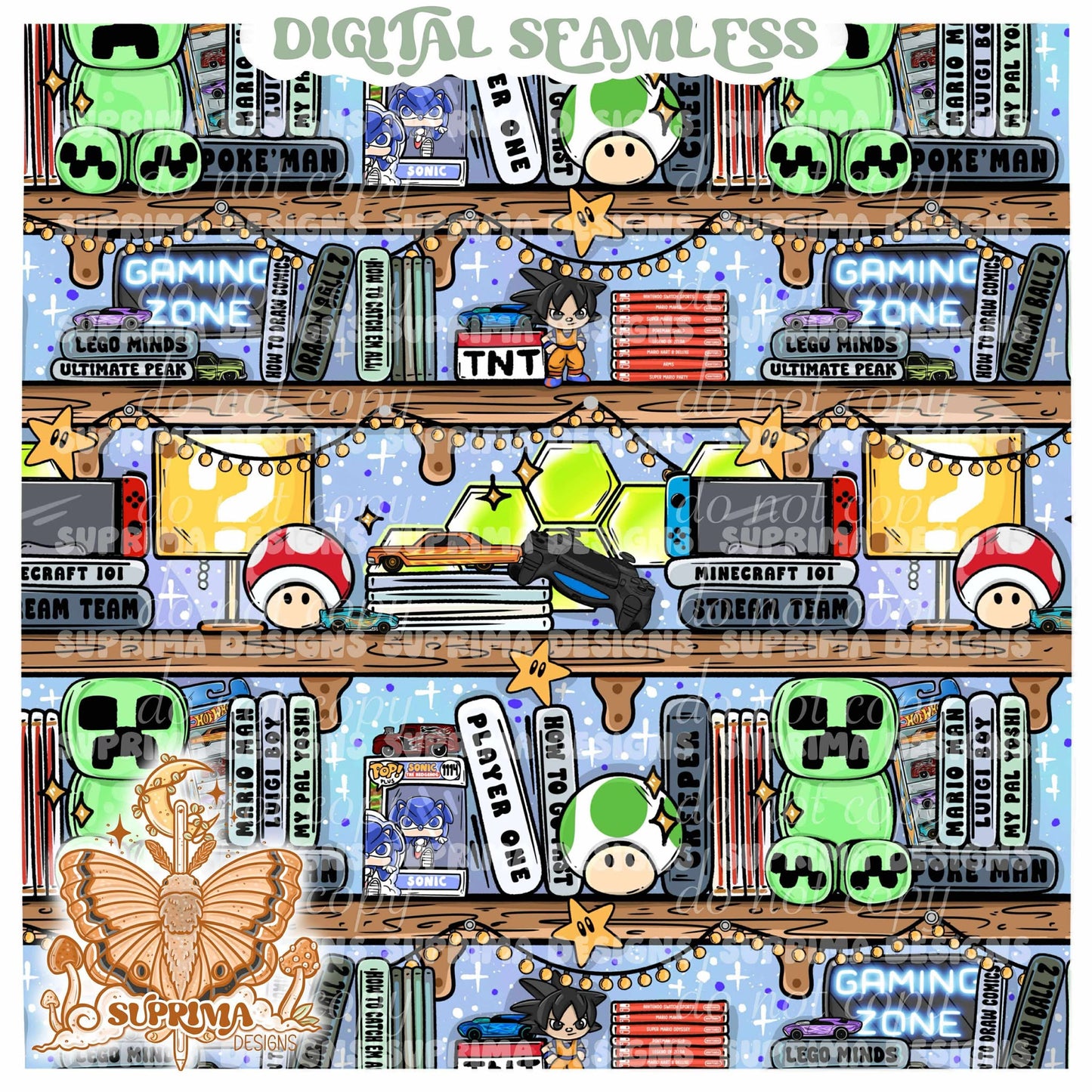 Gaming Zone Bookshelves | 2 Colorway Seamless | SSE Seamless | PNG | Bundle