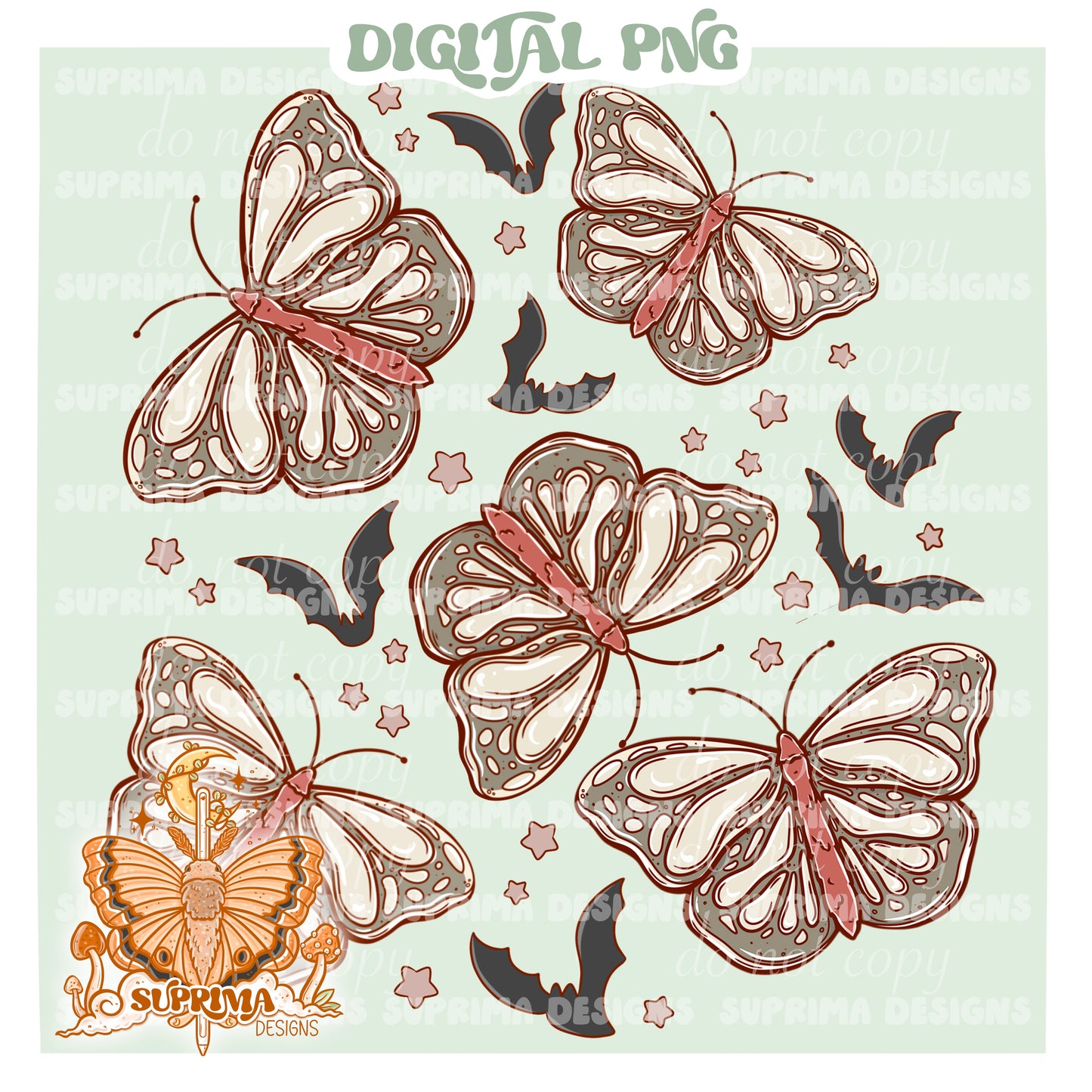 Butterflies and Bats | Matching PNG included