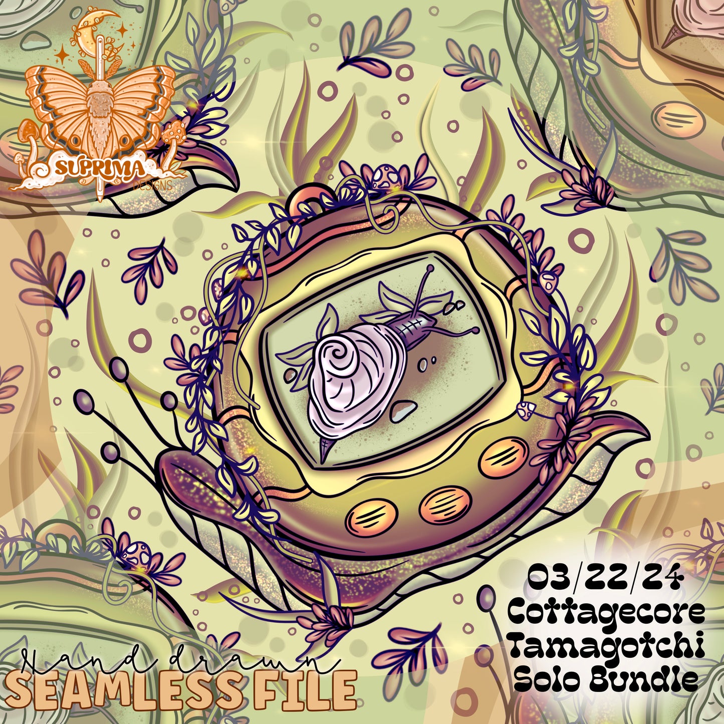 Tamagotchi Snail  | Vintage | Seamless | 2 Scales