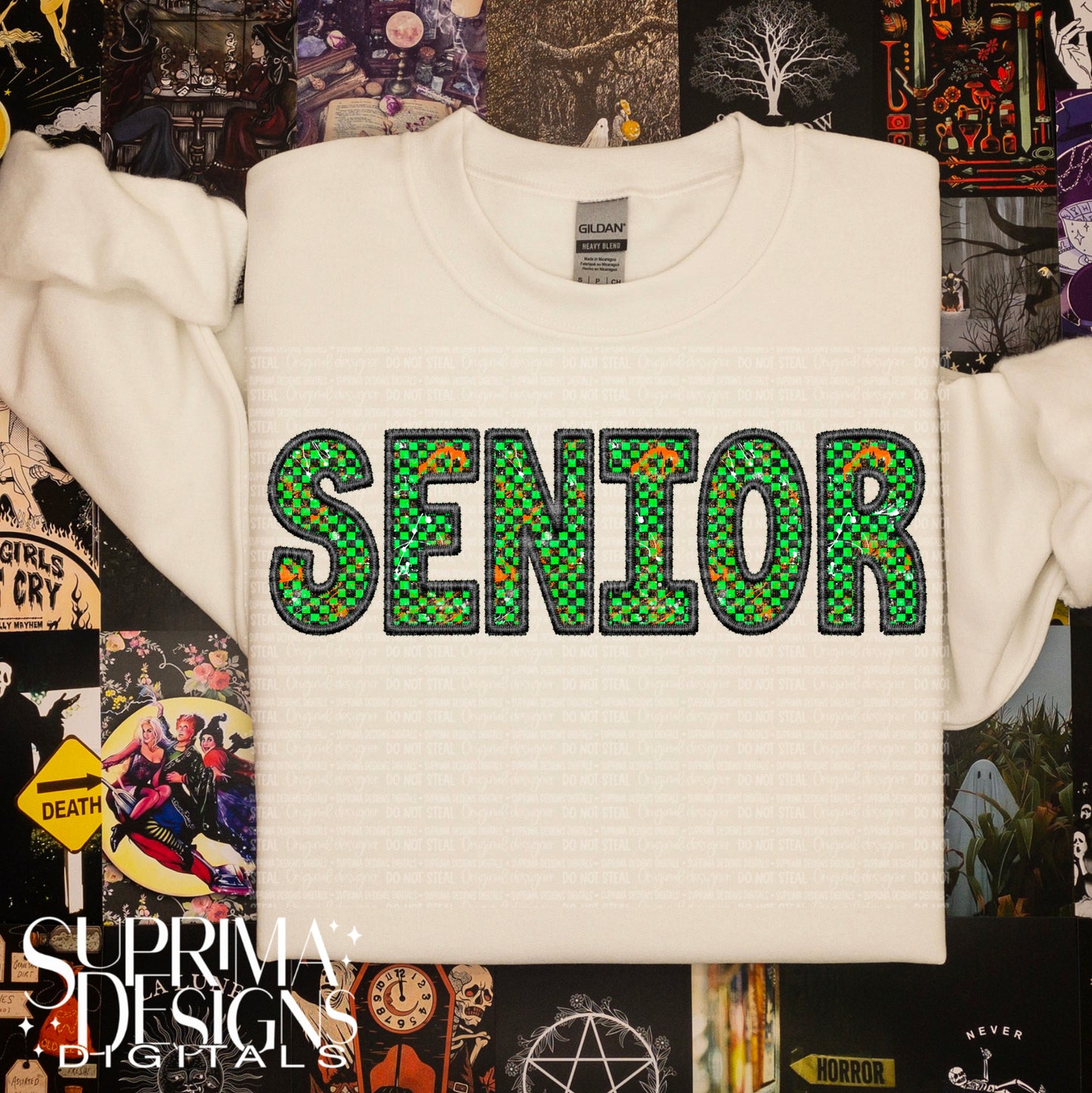 Green Faux Embroidery - Senior