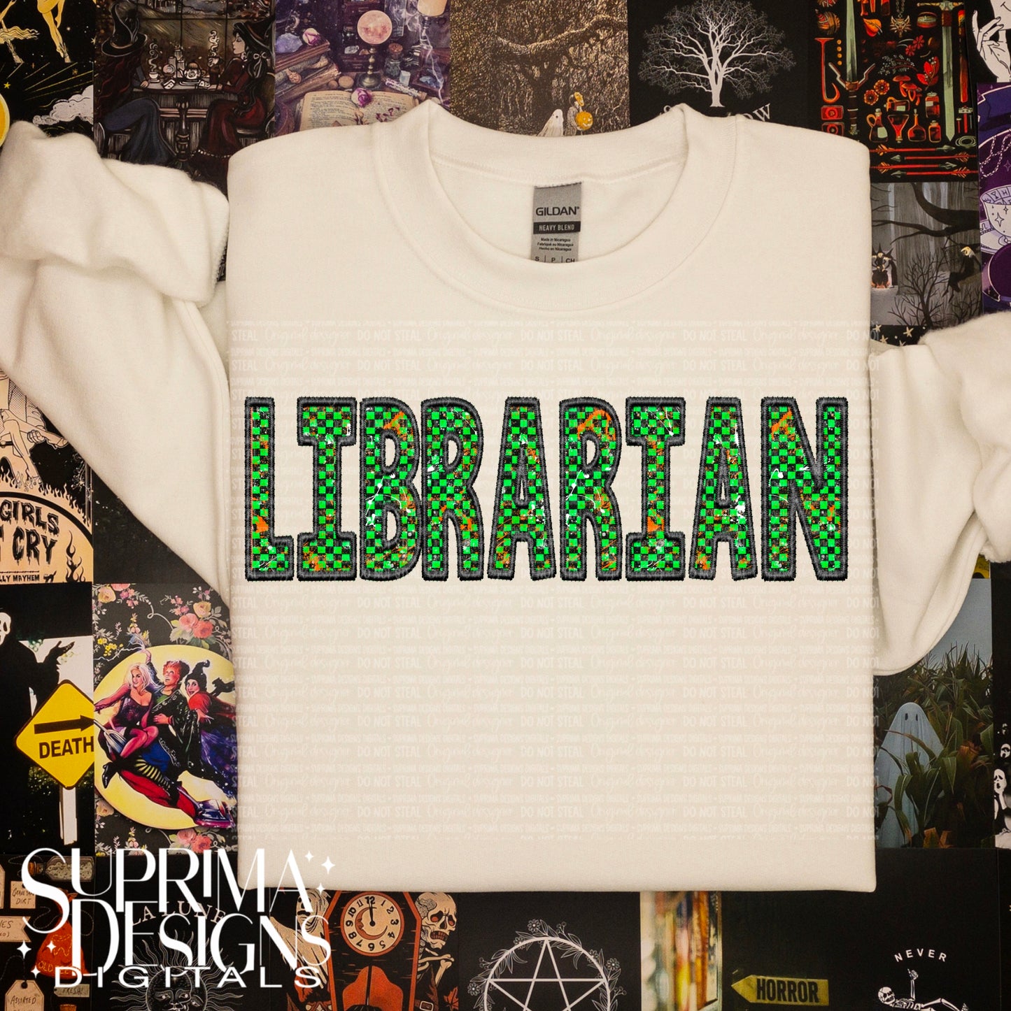 Green Faux Embroidery - Librarian