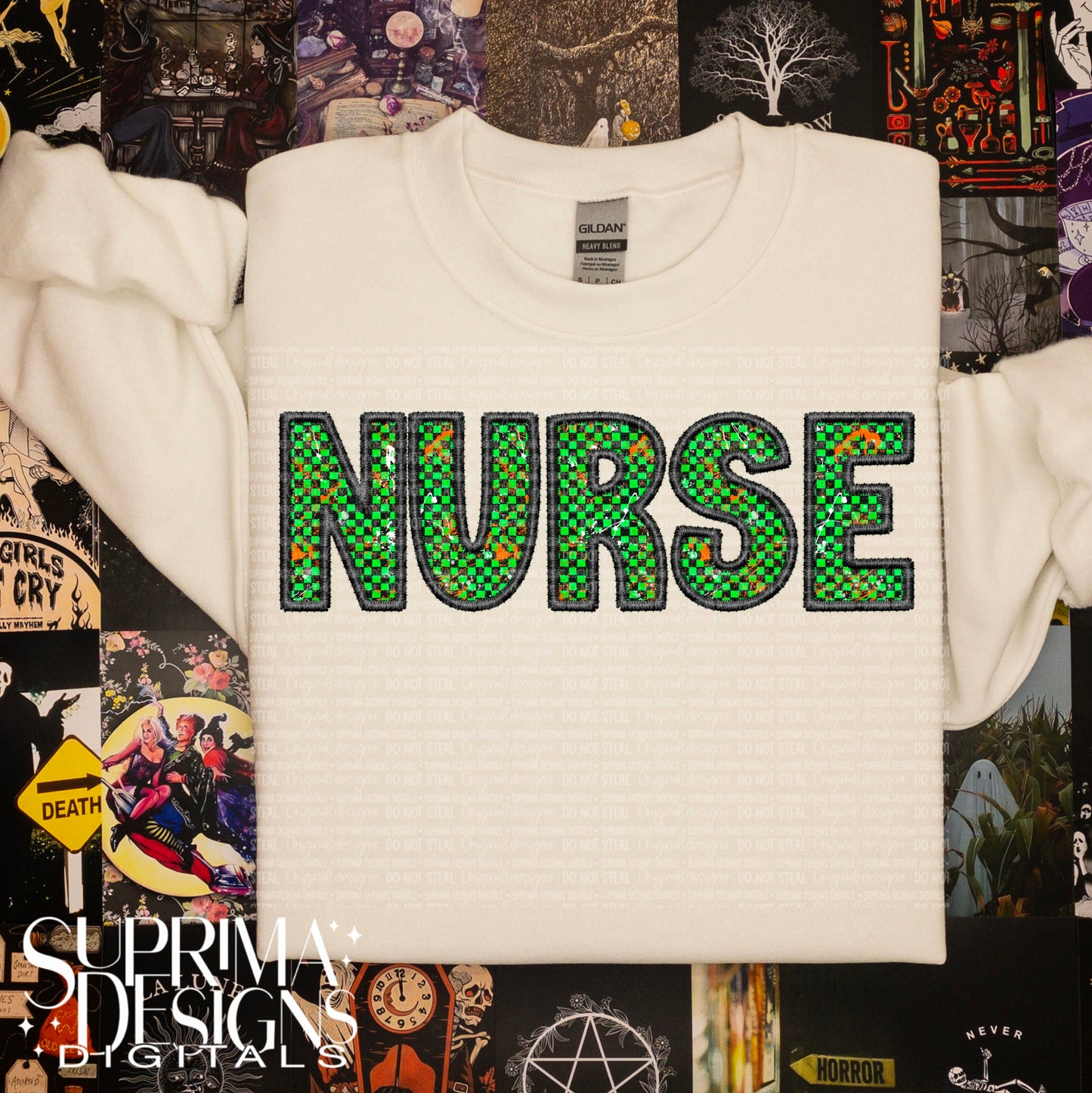 Green Faux Embroidery - Nurse