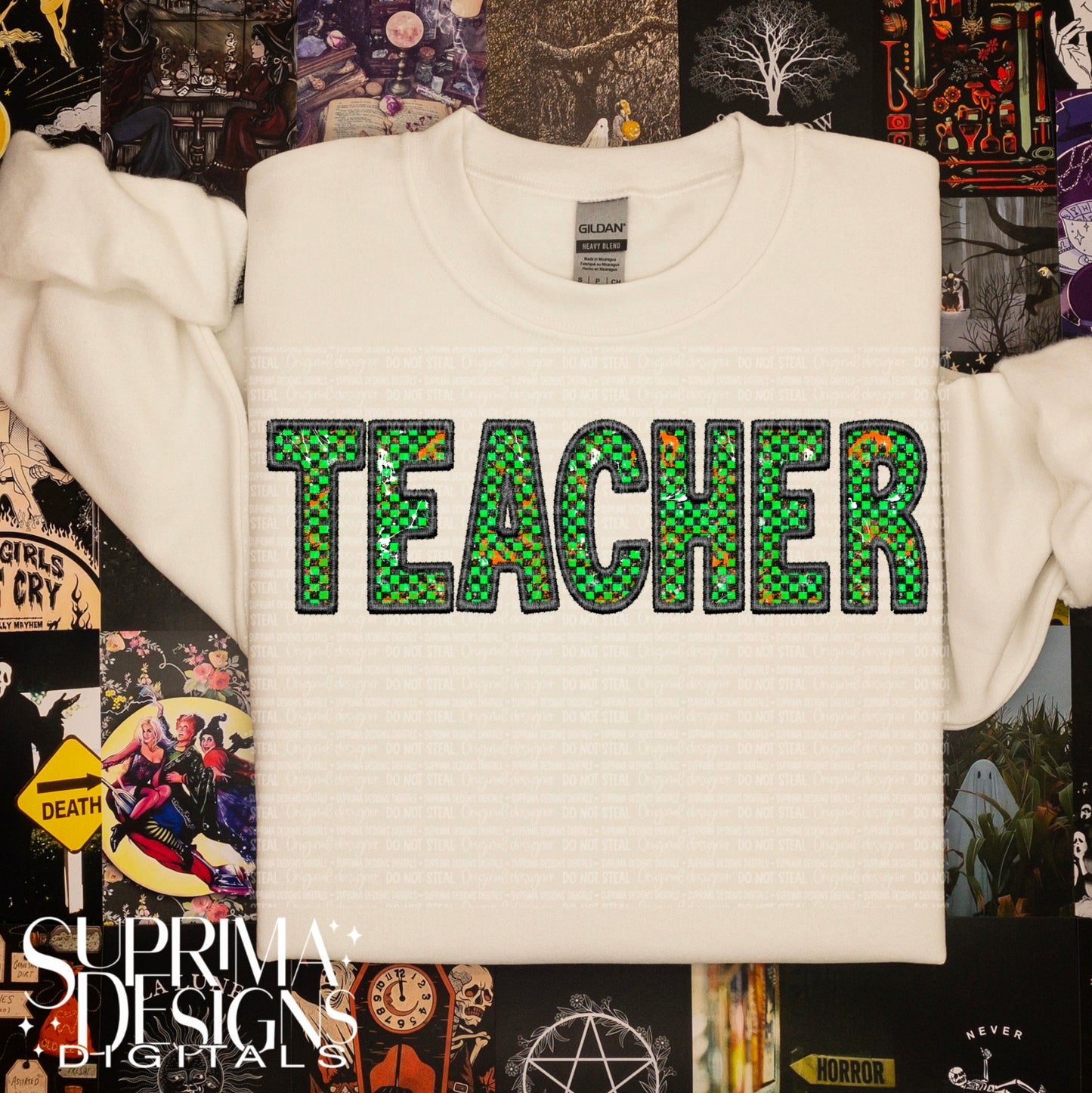 Green Faux Embroidery - Teacher