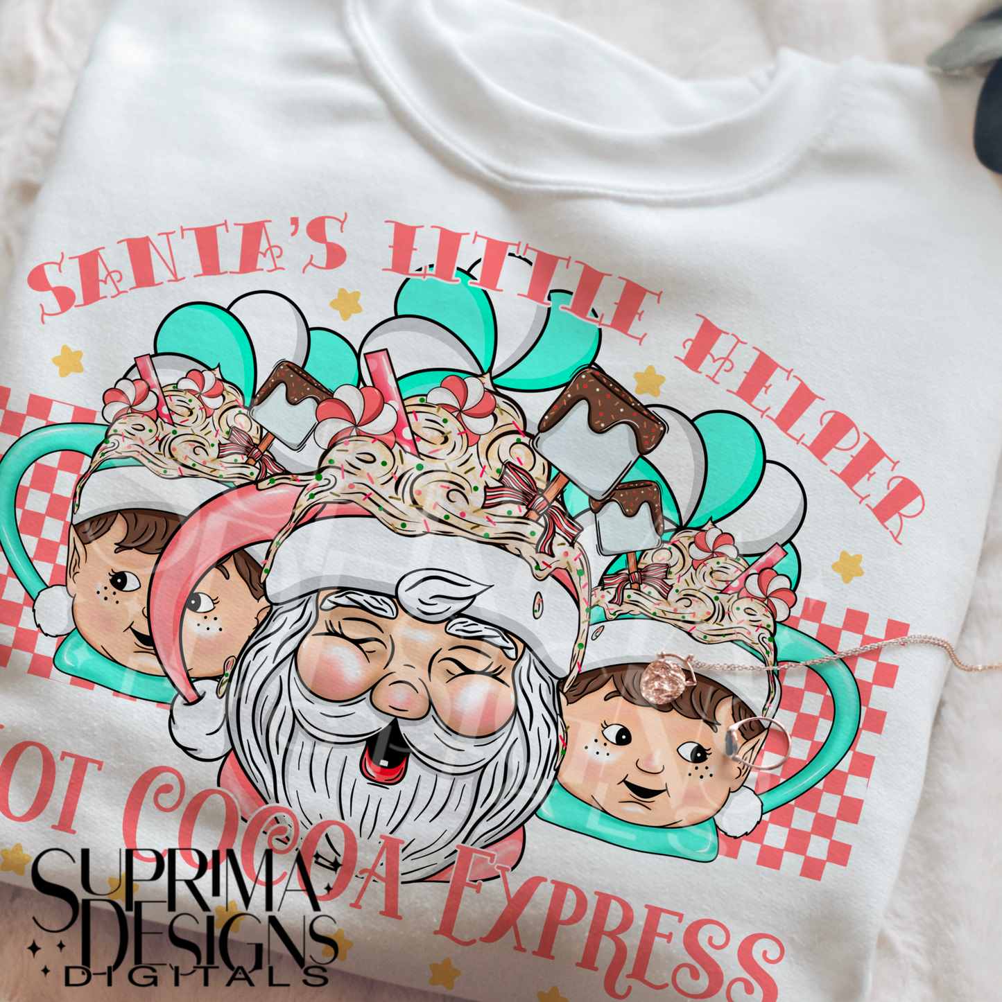 Santa's Little Helper | Pink | Hand Drawn*