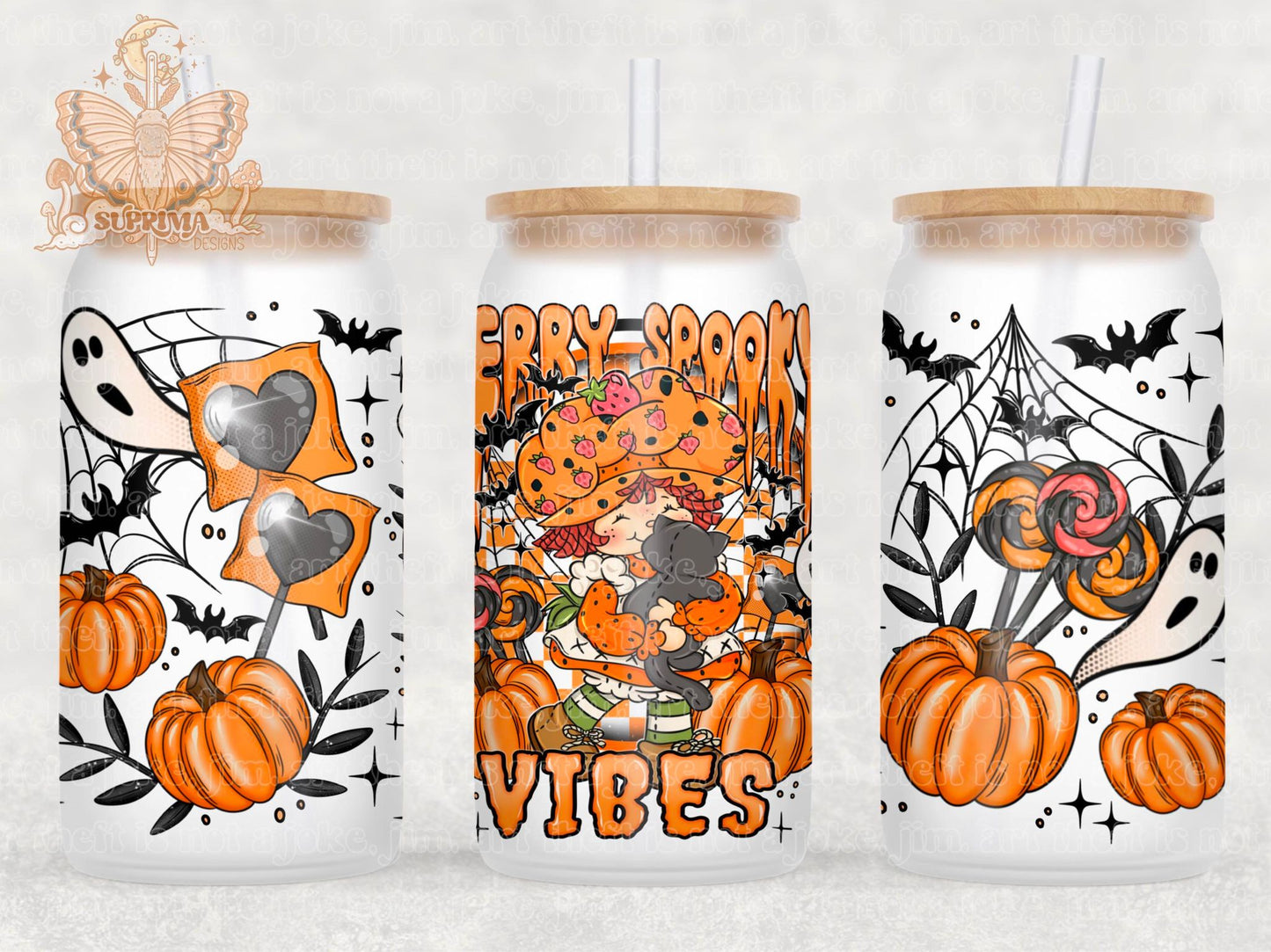 Berry Spooky Vibes | Hand Drawn | Glass Can