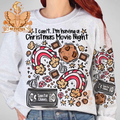 Christmas Movie Night | PNG | Glass Can Wrap | Seamless 3 Colorway Options | Hand Drawn