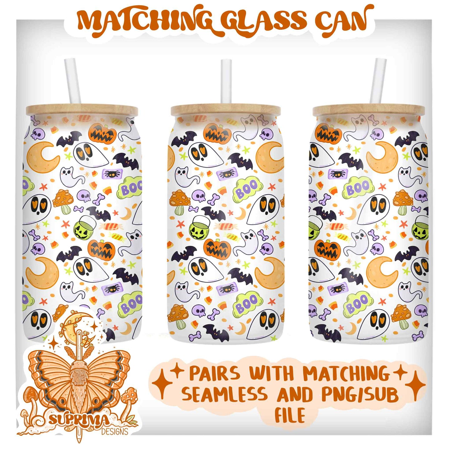Cutesy Boo | Glass Can Wrap