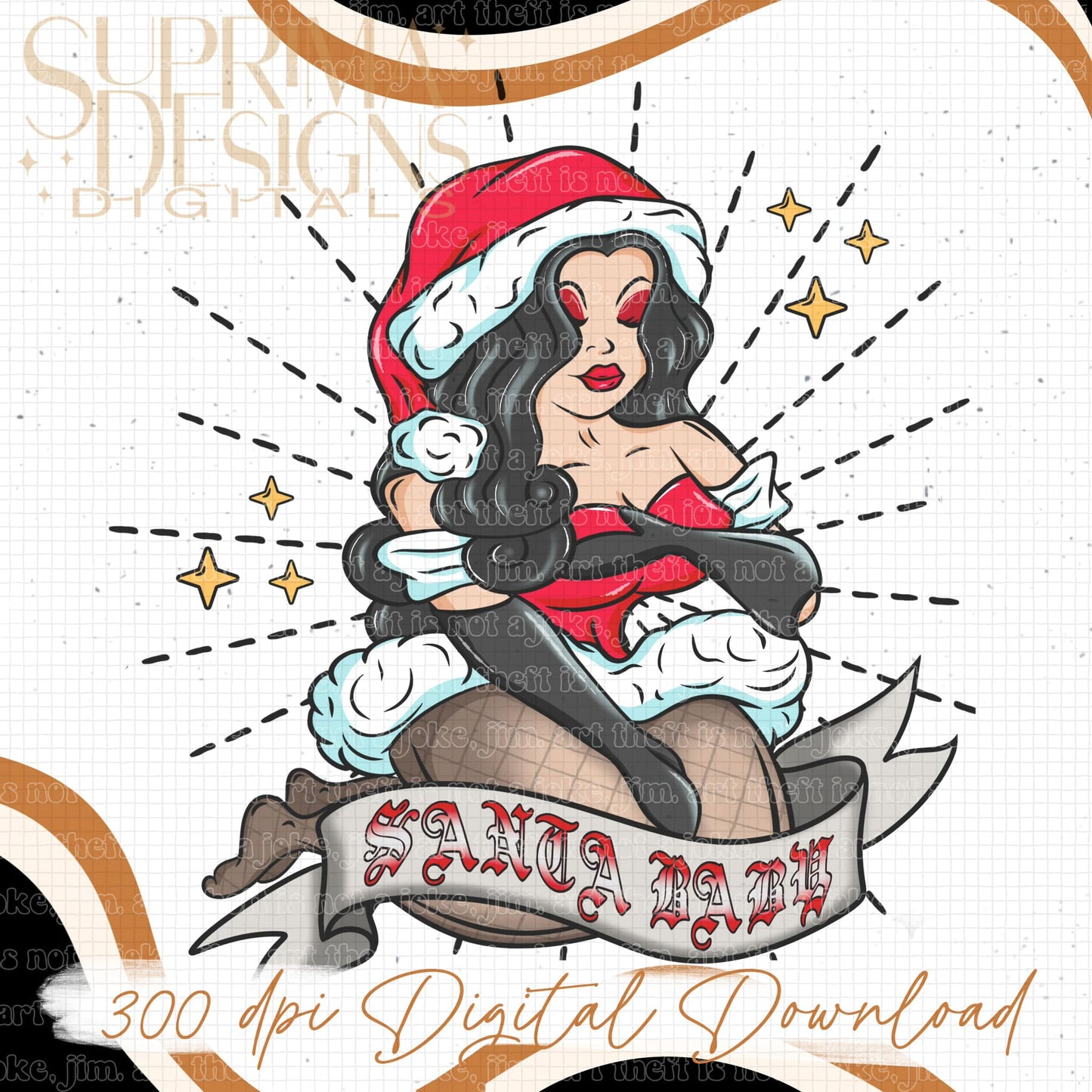 Santa Baby Black Hair 1 | Hand Drawn*