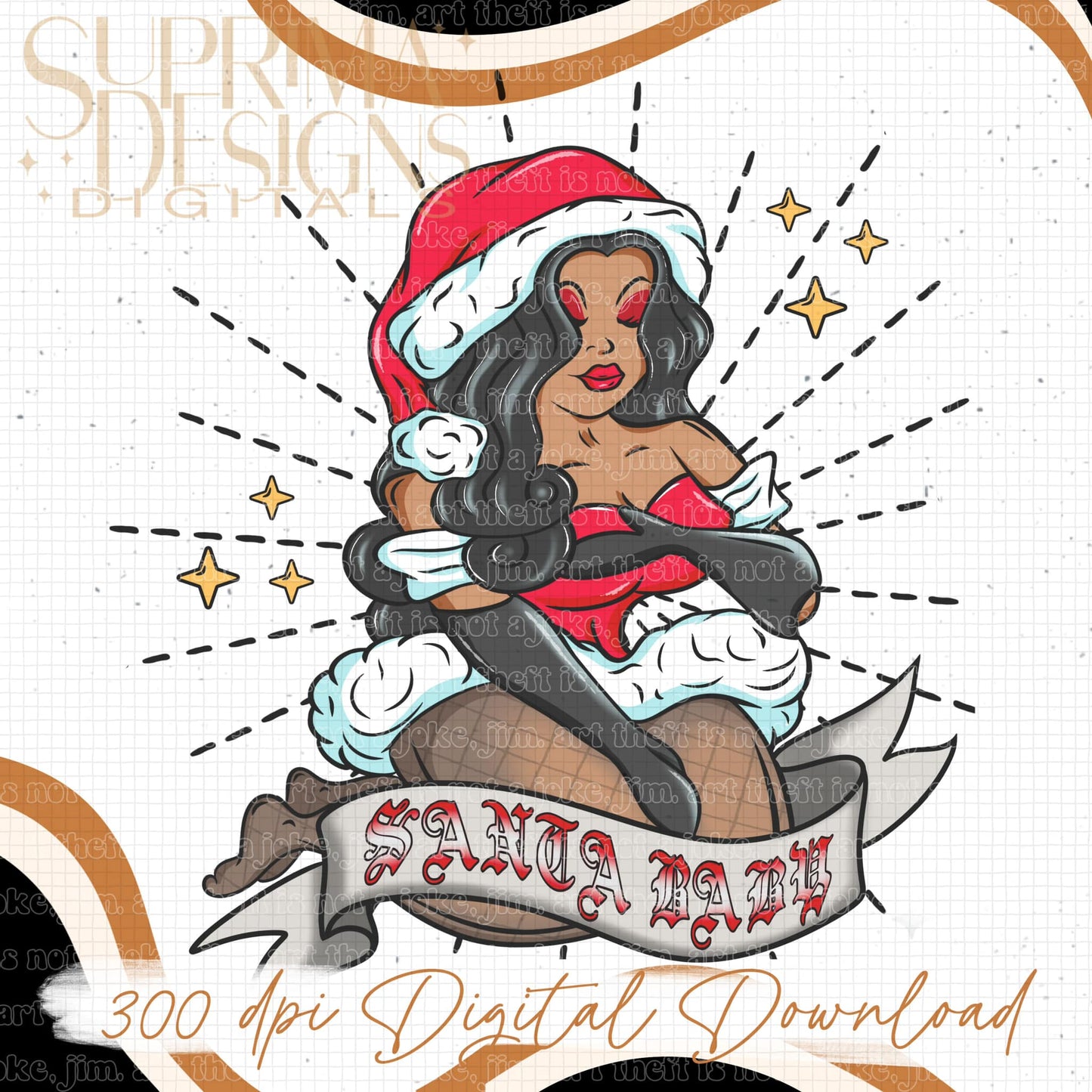 Santa Baby Black Hair 2 | Hand Drawn*