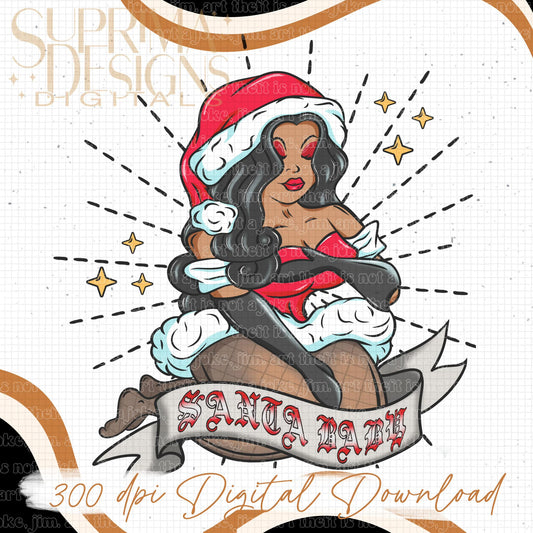 Santa Baby Black Hair 2 | Hand Drawn*