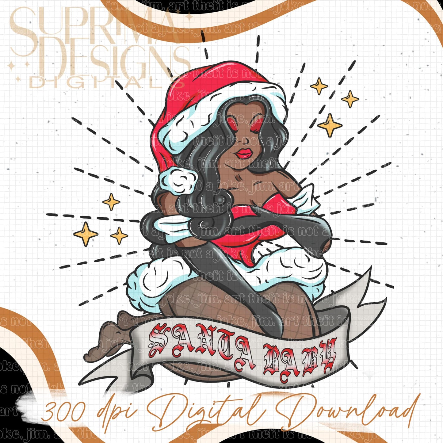 Santa Baby Black Hair 3 | Hand Drawn*