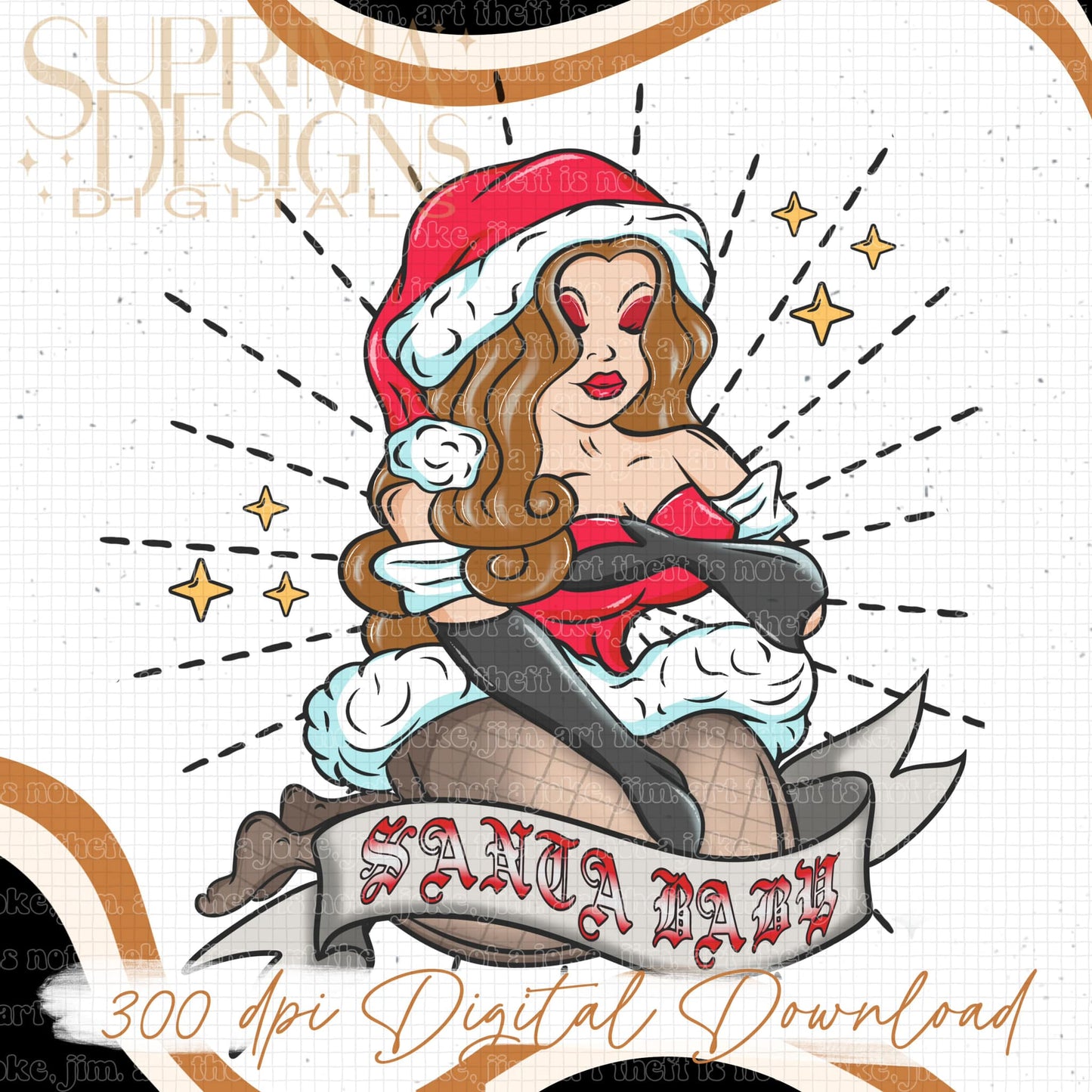 Santa Baby Brown Hair 2 | Hand Drawn*