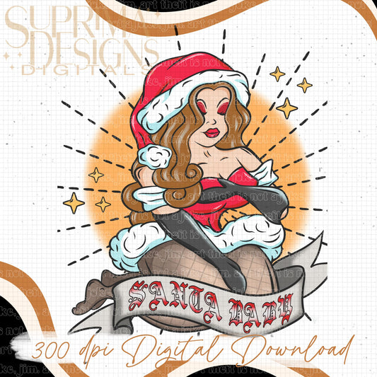 Santa Baby Brown Hair 2 | Orange Background | Hand Drawn*