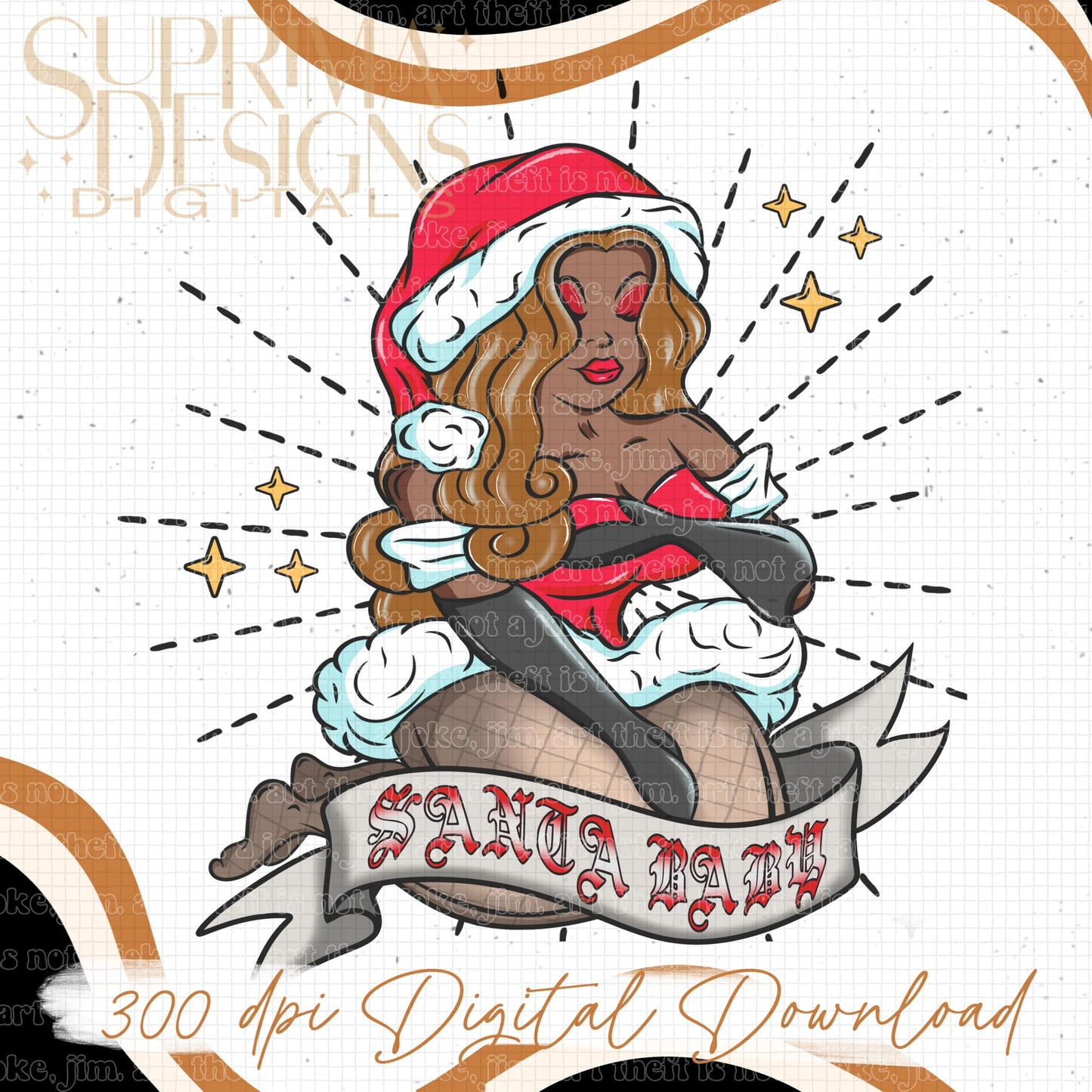 Santa Baby Brown Hair 3 | Hand Drawn*