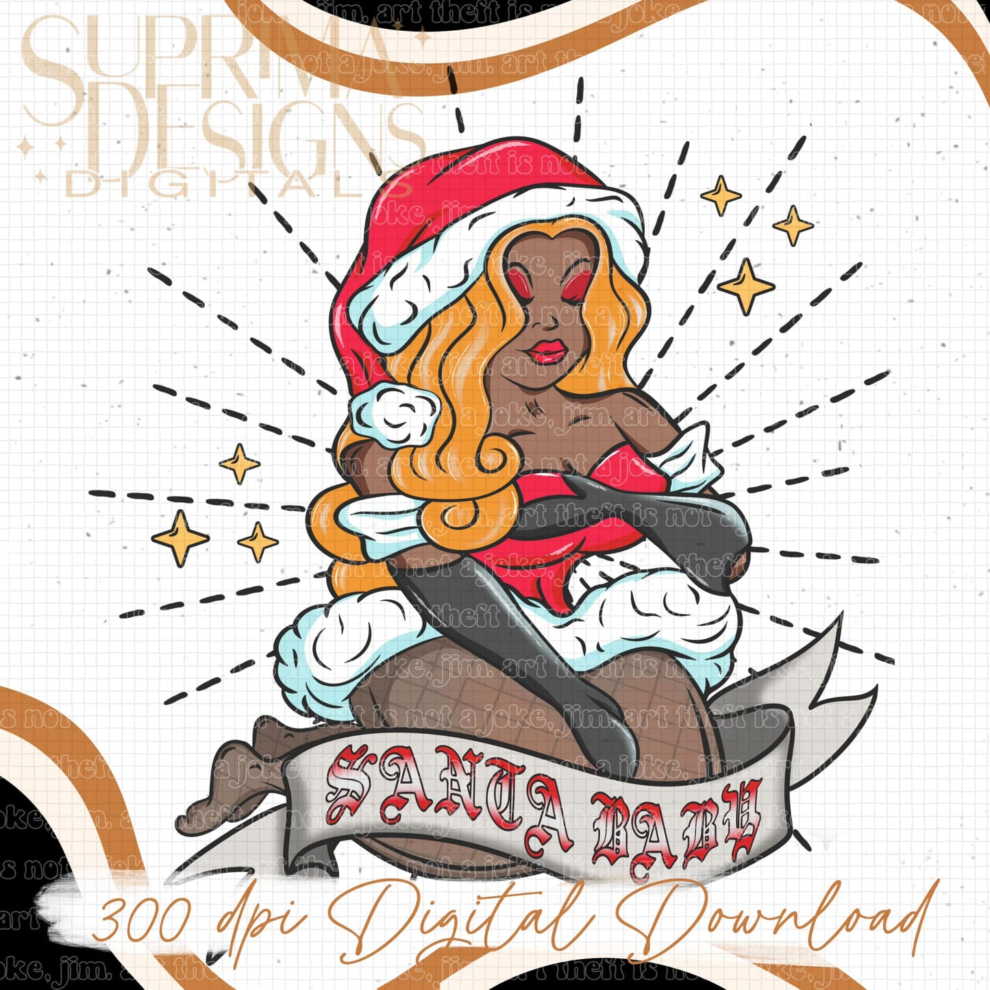 Santa Baby Strawberry Blonde Hair 3 | Hand Drawn*